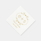 金ゴールド枠とイニシャルエレガントモノグラ結婚ム スタンダードカクテルナプキン (角)