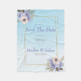 金ゴールド枠と花 フリースブランケット