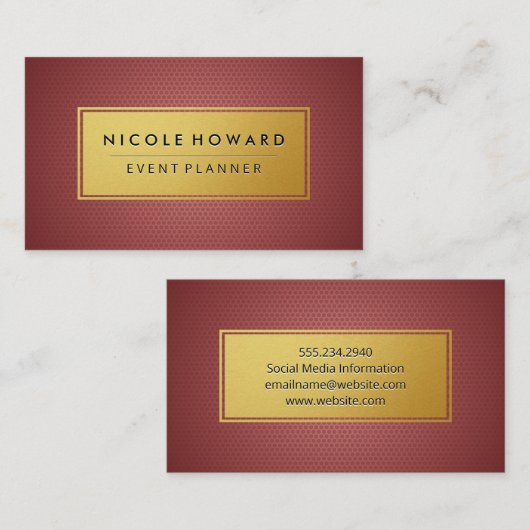 金ゴールド枠の幾何学的パターン 名刺 (正面/裏面)