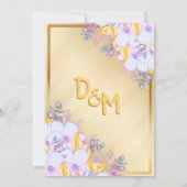 金ゴールド枠の紫と金ゴールドフローラ 招待状 (裏面)