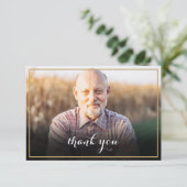 金ゴールド枠の葬儀フォトスエレガントクリプト詩 サンキューカード (スタンド正面)
