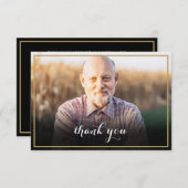 金ゴールド枠の葬儀フォトスエレガントクリプト詩 サンキューカード (正面/裏面)