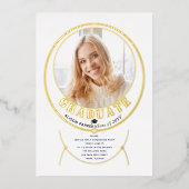 金ゴールド枠インスパイアジュエリー白卒業写真 箔招待状 (正面)