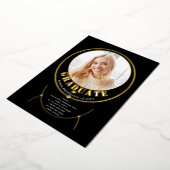 金ゴールド枠インスパイアジュエリー黒卒業写真 箔招待状 (回転した状態)