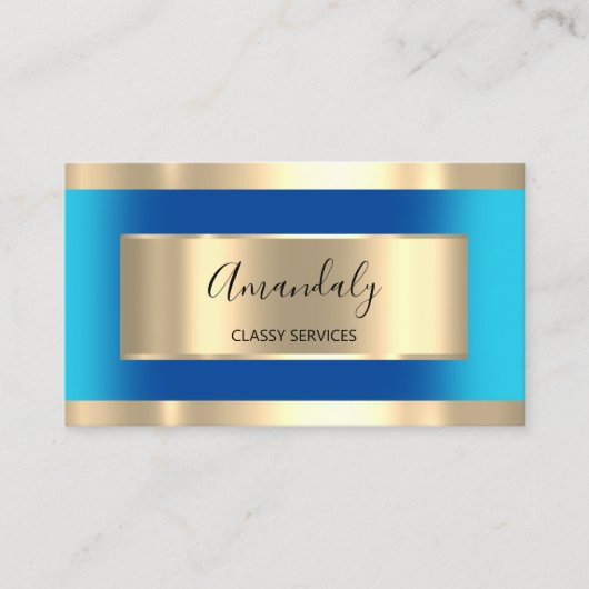 金ゴールド枠エレガントプロフェッショナルブルー海 名刺 (正面)