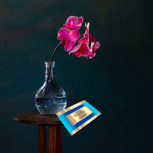 金ゴールド枠エレガントプロフェッショナルブルー海 名刺