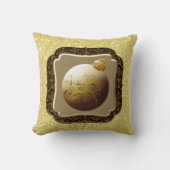金ゴールド枠ガラスオーナメント金ゴールドフェイクグリッター クッション (正面)