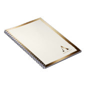 金ゴールド枠シンプル金ゴールドモノグラム | アイボリーオフ白 ノートブック (右側)