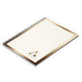 金ゴールド枠シンプル金ゴールドモノグラム | アイボリーオフ白 ノートブック (左側)