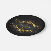 金ゴールド枠スクロール新年20xx文字7"ページ ペーパープレート (アングル)