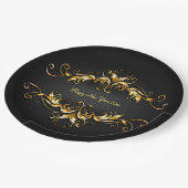 金ゴールド枠スクロール新年20xx文字9" ペーパープレート (アングル)