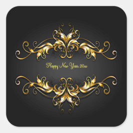 金ゴールド枠スクロール新年20xx文字 スクエアシール