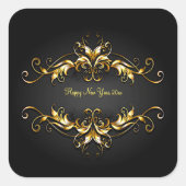 金ゴールド枠スクロール新年20xx文字 スクエアシール (正面)