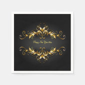 金ゴールド枠スクロール新年20xx文字 スタンダードカクテルナプキン (正面)