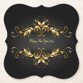 金ゴールド枠スクロール新年20xx文字 ペーパーコースター (正面)