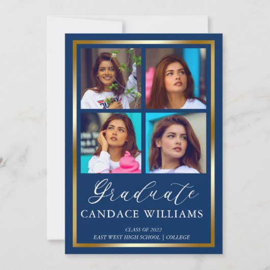 金ゴールド枠ミニマル写真研究発表 案内状 (正面)