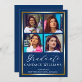 金ゴールド枠ミニマル写真研究発表 案内状 (正面/裏面)