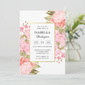 金ゴールド枠牡丹とアジサイブライダルシャワー 招待状 (スタンド正面)