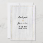 金ゴールド枠白素朴な木材タイポグラフィ結婚ズ 招待状 (裏面)