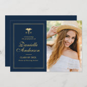 金ゴールド枠看護卒業発表 案内状 (正面/裏面)