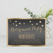 金ゴールド枠紙吹雪ドットダークリタイアメントパーティー 招待状 (スタンド正面)