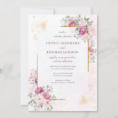 金ゴールド枠結婚付き牡丹 招待状 (正面)