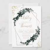 金ゴールド枠緑色シッモダンクタイポグラフィ結婚ズ 招待状 (正面)