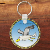 金ゴールド枠飛んでいる付きカモメ キーホルダー (正面)