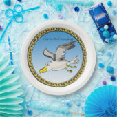 金ゴールド枠飛んでいる付きカモメ ペーパープレート (パーティー)