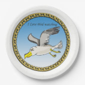 金ゴールド枠飛んでいる付きカモメ ペーパープレート (正面)