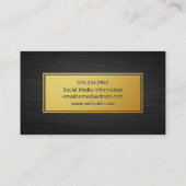 金ゴールド枠 |ダークお洒落メタリック背景 名刺 (裏面)