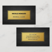 金ゴールド枠 |ダークお洒落メタリック背景 名刺 (正面/裏面)
