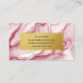 金ゴールド枠 |ピンクの大理石背景 名刺 (裏面)