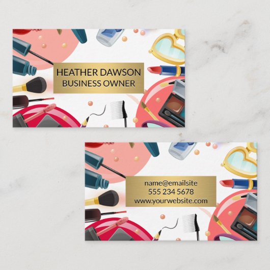 金ゴールド枠 |メイクアップアーティストツール化粧品 名刺 (正面/裏面)