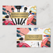 金ゴールド枠 | メイクアップアーティストブラシ化粧品 名刺 (正面/裏面)