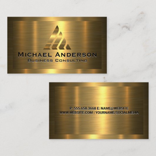 金ゴールド枠 |メタリックモダン金ゴールド 名刺 (正面/裏面)