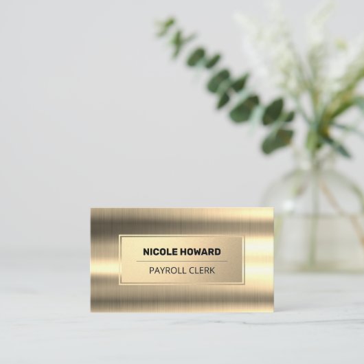 金ゴールド枠 |メタリック金ゴールドの背景 名刺 (スタンド正面)