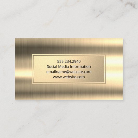 金ゴールド枠 |メタリック金ゴールドの背景 名刺 (裏面)
