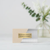 金ゴールド枠 |レザー |有孔メタル 名刺 (スタンド正面)