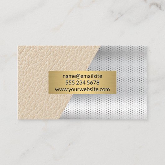 金ゴールド枠 |レザー |有孔メタル 名刺 (裏面)