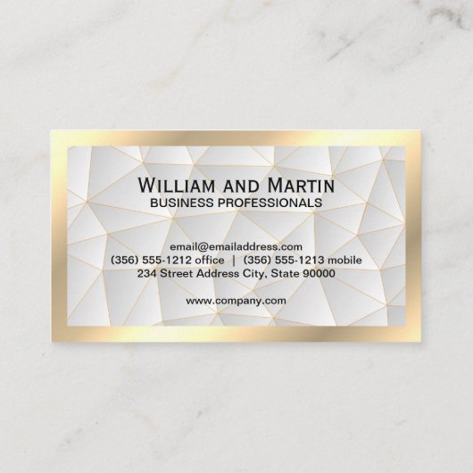 金ゴールド枠 | 幾何学模様 | qrバーコード 名刺 (裏面)