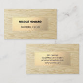 金ゴールド枠 | 木目背景 名刺 (正面/裏面)