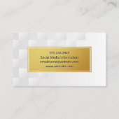 金ゴールド枠 | 白い幾何学正方形 名刺 (裏面)