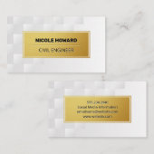 金ゴールド枠 | 白い幾何学正方形 名刺 (正面/裏面)