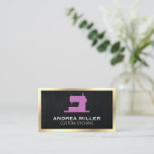 金ゴールド枠 |裁縫マシンロゴの製造 名刺 (スタンド正面)