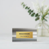 金ゴールド枠 | 高光沢仕上げメタリック背景 名刺 (スタンド正面)