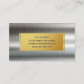 金ゴールド枠 | 高光沢仕上げメタリック背景 名刺 (裏面)