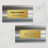 金ゴールド枠 | 高光沢仕上げメタリック背景 名刺 (正面/裏面)