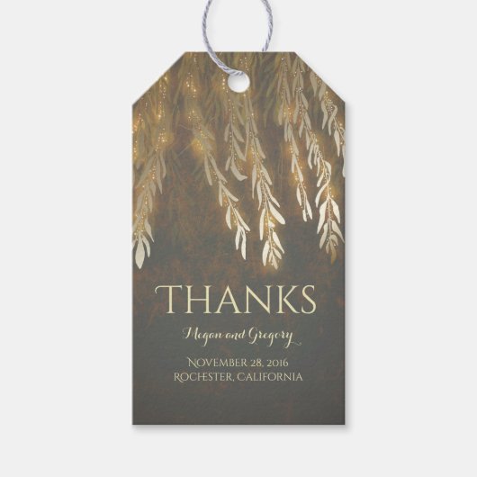 金ゴールド柳ツリーヴィンテージストリングライト結婚ズ ギフトタグ (正面)