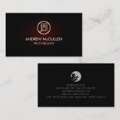 金ゴールド校正紙虫眼鏡アイコンの光彩 名刺 (正面/裏面)